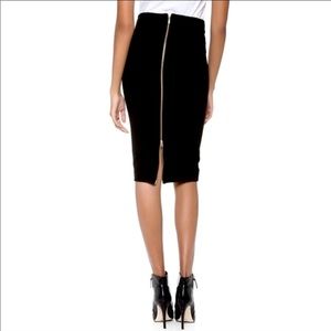 H&M Black Zip up pencil skirt size 4 / 34 detailed design, zipper dual side